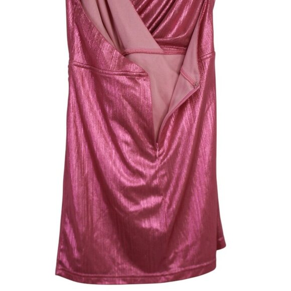 Revolve Superdown Pink Metallic Mini Missie Wrap Front Dress SZ Small - Picture 7 of 12